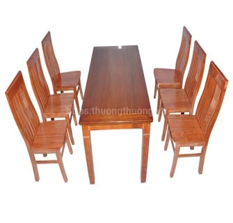 Bộ bàn ăn chữ nhật 6 ghế chữ thọ lệch xoan