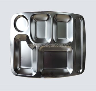 Khay cơm inox 6 ngăn đũa
