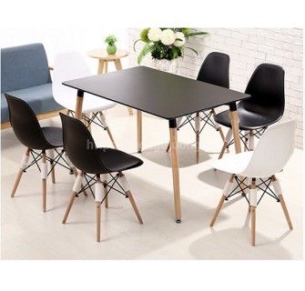 Bộ bàn ghế cafe mặt nhựa chân gỗ chữ nhật