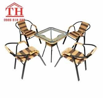 Bộ bàn ghế cafe nhựa giả mây bền đẹp giá rẻ nhất