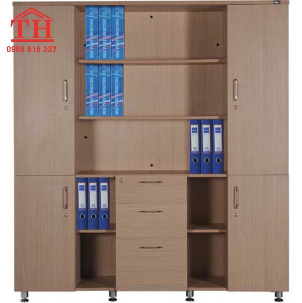 Tủ đựng tài liệu bằng gỗ có chân trụ.