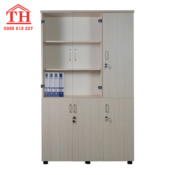 Tủ gỗ Melamine 3 buồng xám nhạt