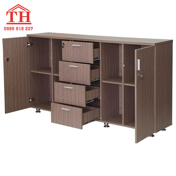 Tủ gỗ văn phòng dạng thấp đa buồng