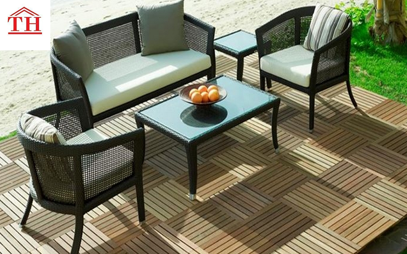 Ghế cafe nhựa giả mây gắn đệm sofa