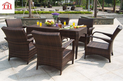 Ghế cafe nhựa giả mây có tay