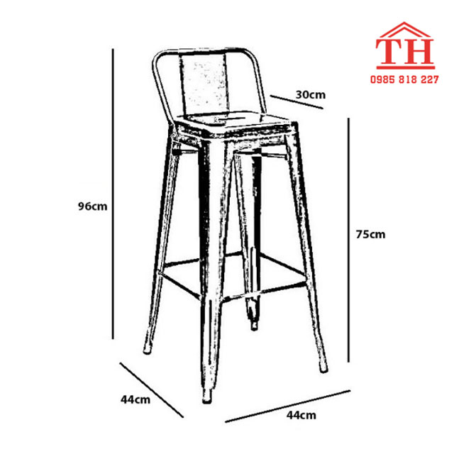 Ghế bar Tolix kẻ sọc